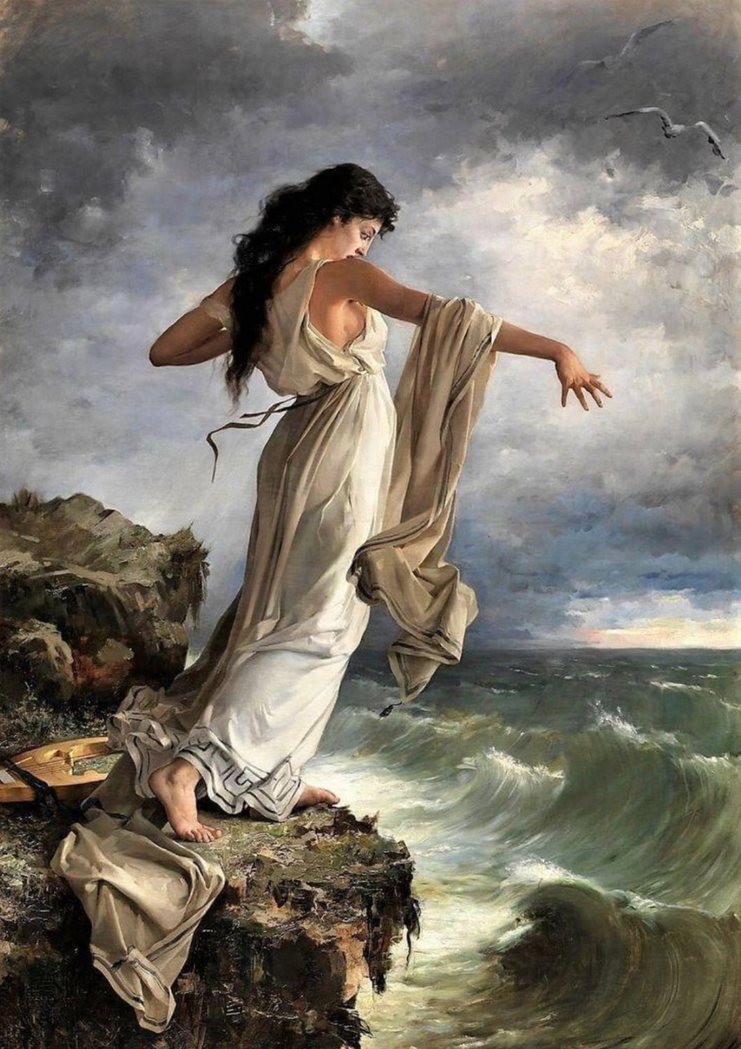 Death Of Sappho By Miguel Carbonell Selva 1881 Poster Print