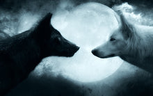 Load image into Gallery viewer, Two Black &amp; White Wolves Poster
