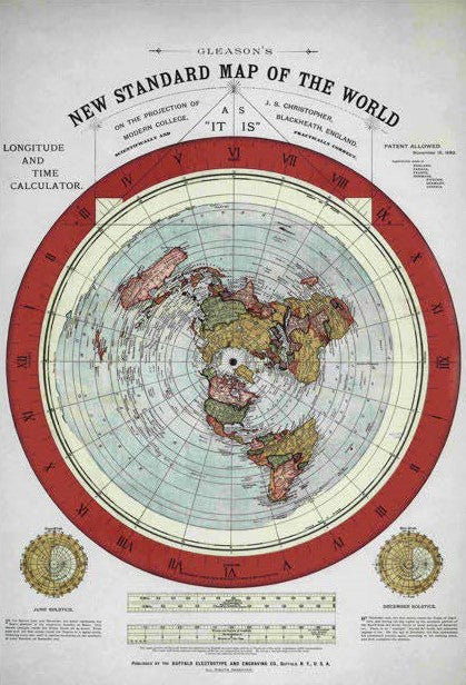 Gleason's 1982 World Time Calculator Flat Earth Map Poster Print – JNP ...